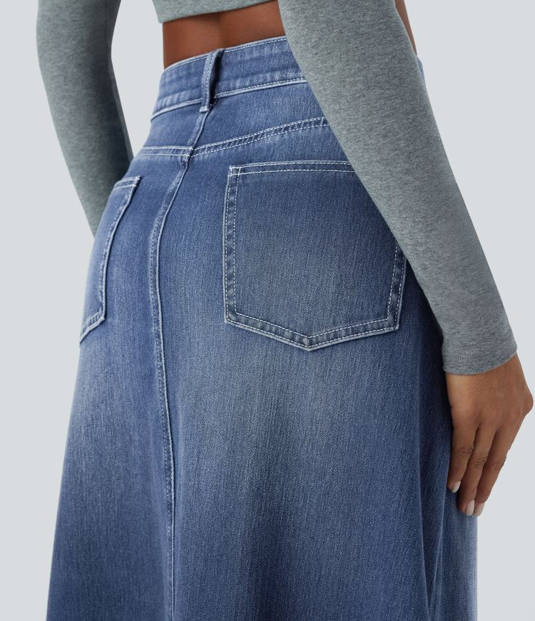 Maxi Denim Skirt | Cotton | High-Waisted and Sophisticated