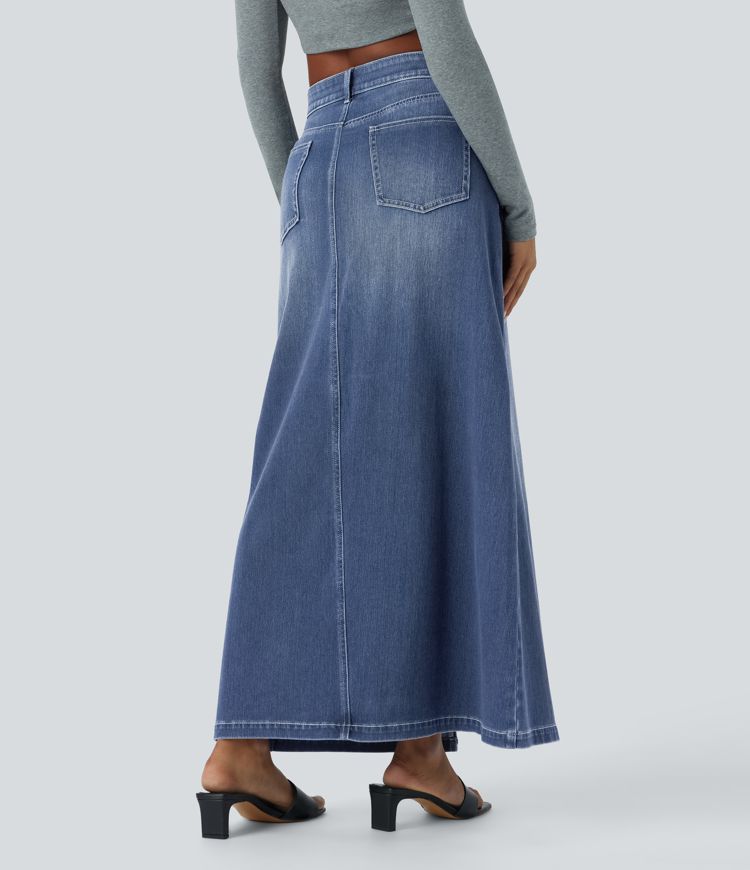 Maxi Denim Skirt | Cotton | High-Waisted and Sophisticated