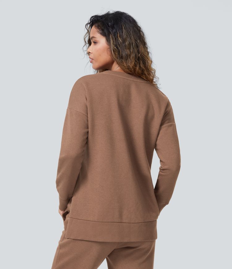 Crewneck Lounge Top | Cotton-Blend | Classic and Cozy