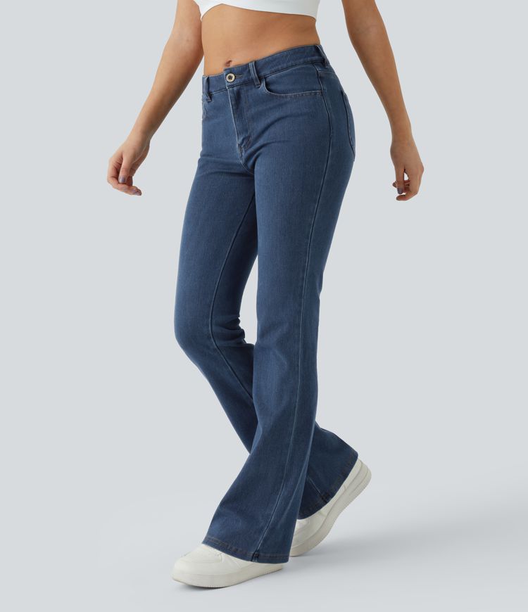 High-Waisted Pull-On Bootcut Jeans | Stretch Denim | Sleek and Versatile