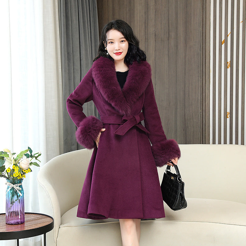 Faux Fur-Trimmed Wool-Blend Coat | Fit-and-Flare | Winter Elegance