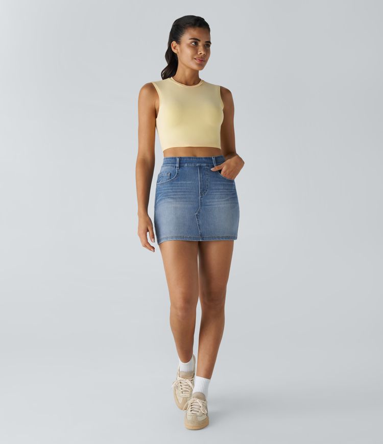 High-Waisted Denim Mini Skirt | Stretch Cotton | Classic and Stylish