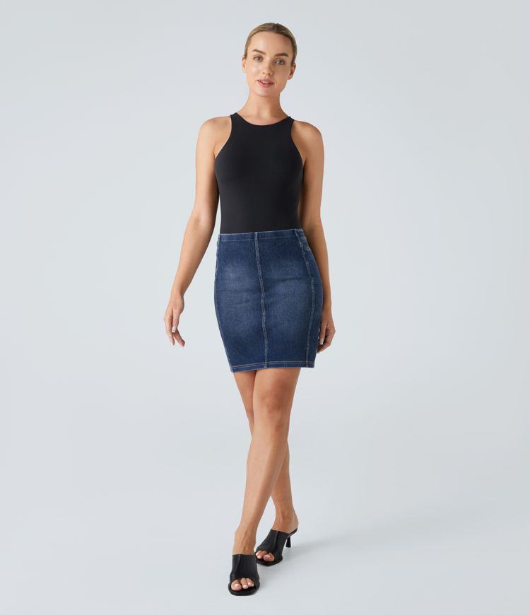 High-Waisted Denim Pencil Skirt | Stretch Cotton | Classic and Stylish