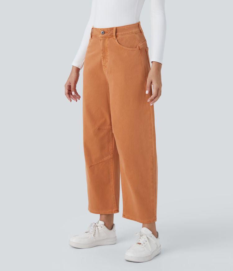 Wide-Leg Cotton Pants | High-Waisted | Terracotta Trend