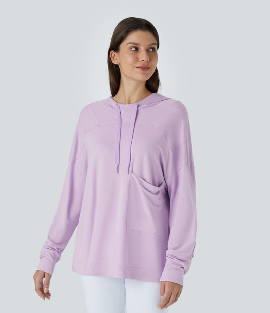 Lightweight High-Low Hoodie | Cotton-Blend | Relaxed and Feminine