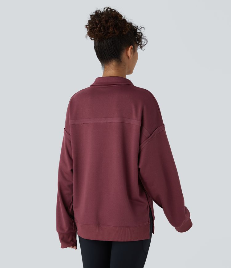 Half-Zip Funnel Neck Pullover | Cotton-Blend | Relaxed and Versatile