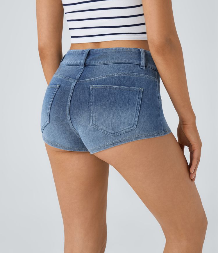 High-Waisted Cheeky Denim Shorts | Stretch Cotton | Trendy and Comfortable