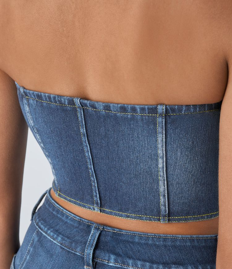 Strapless Denim Bandeau Top | Stretch Cotton | Chic and Versatile