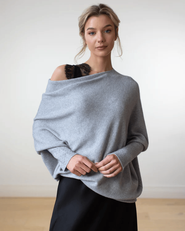 Off-Shoulder Knit Sweater | Soft Lightweight Fabric | Relaxed Fit | Casual Chic