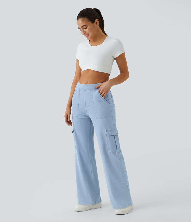 High-Waisted Wide-Leg Cargo Pants | Cotton-Blend | Relaxed and Trendy