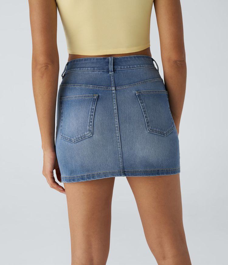 High-Waisted Denim Mini Skirt | Stretch Cotton | Classic and Stylish