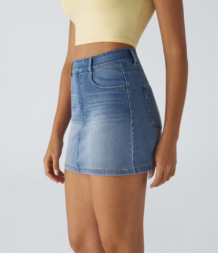 High-Waisted Denim Mini Skirt | Stretch Cotton | Classic and Stylish