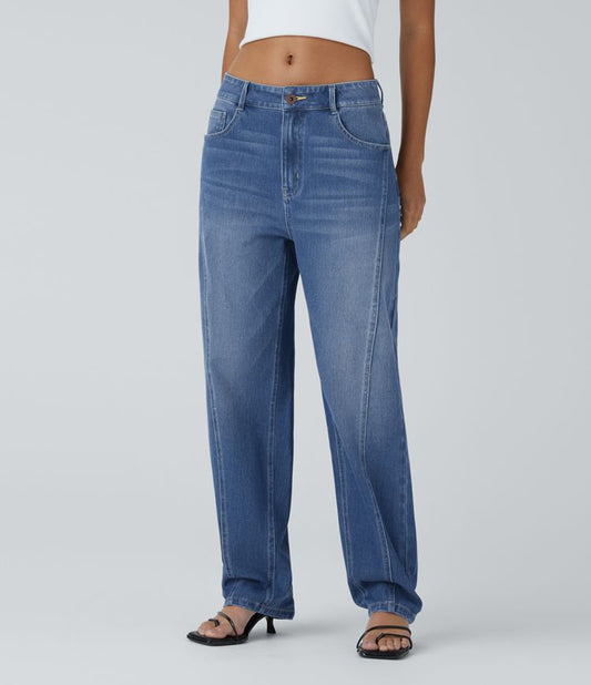 Classic Straight-Leg High-Waisted Jeans | Mid-Wash Denim | Timeless Everyday Wear