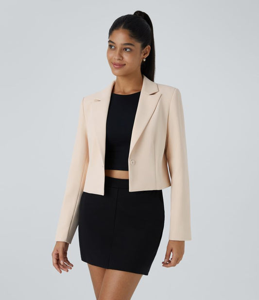 Cropped Beige Blazer | Tailored Fit | Elegant & Versatile