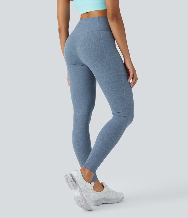 High-Waisted V-Shaped Leggings | Stretch Fit | Light Blue