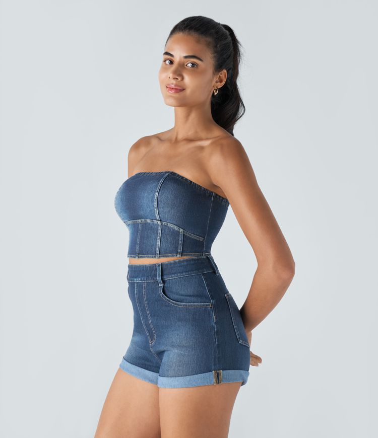 Strapless Denim Bandeau Top | Stretch Cotton | Chic and Versatile