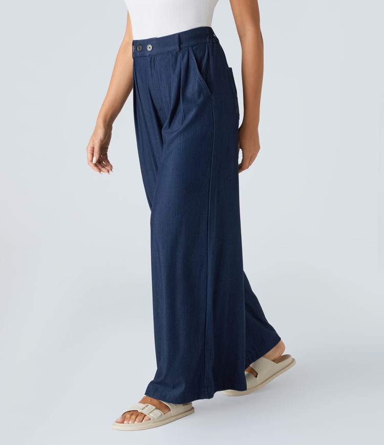 Wide-Leg Navy Pants | Tencel | Lightweight and Versatile