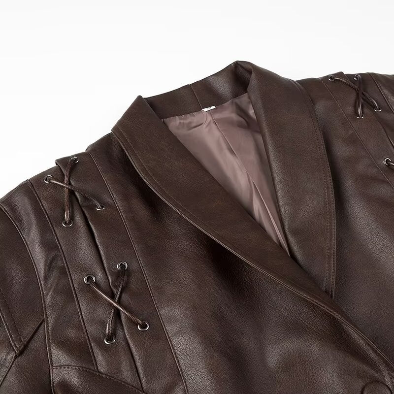 Tailored Leather Jacket | Structured Fit | Belted Waist