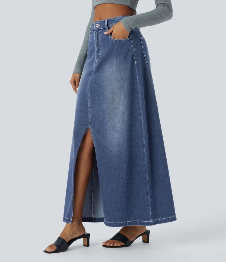 Maxi Denim Skirt | Cotton | High-Waisted and Sophisticated