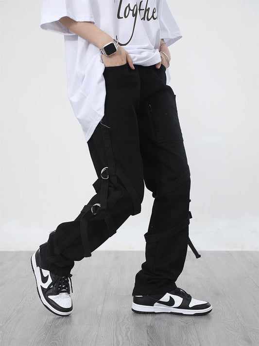 Black Cargo Pants | Utility Streetwear | Adjustable and Stylish