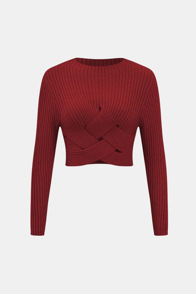 Adaline – Crossed Ribbed Sweater Long-Sleeve Top