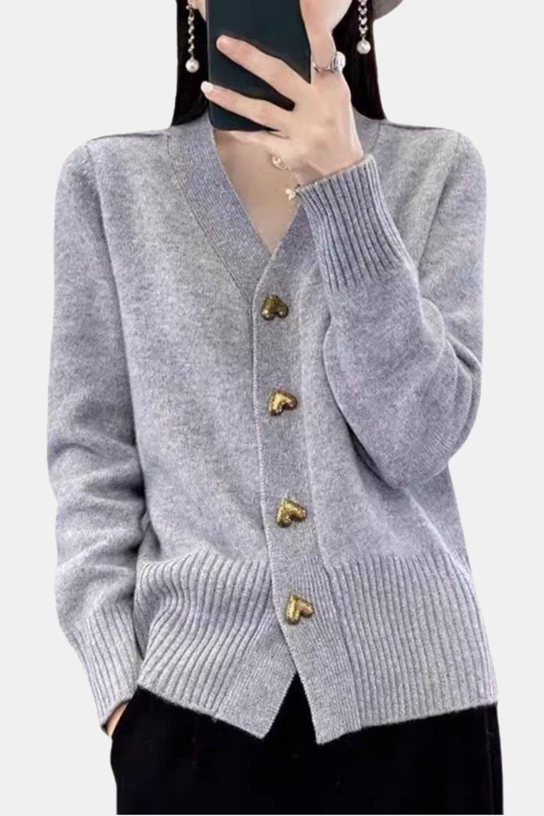 Adele - Heart Button Knit Cardigan