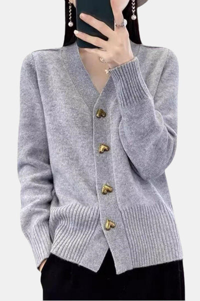 Adele - Heart Button Knit Cardigan