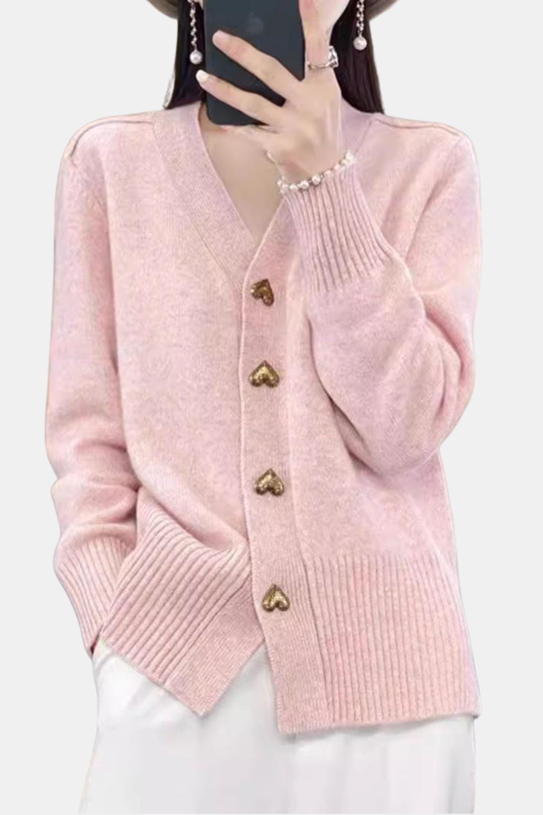 Adele - Heart Button Knit Cardigan