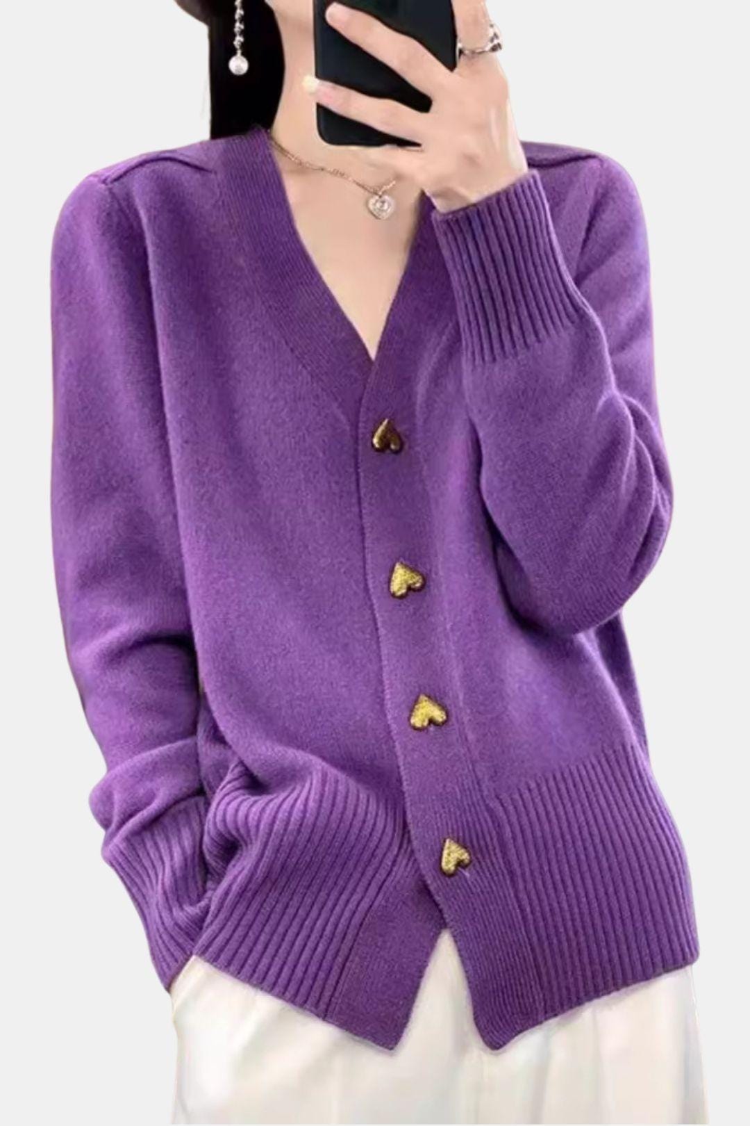 Adele - Heart Button Knit Cardigan