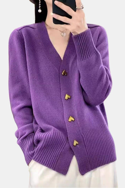 Adele - Heart Button Knit Cardigan