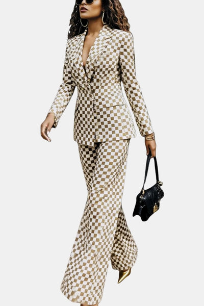 Aitana – Urban Plaid Tailored Lapel Blazer