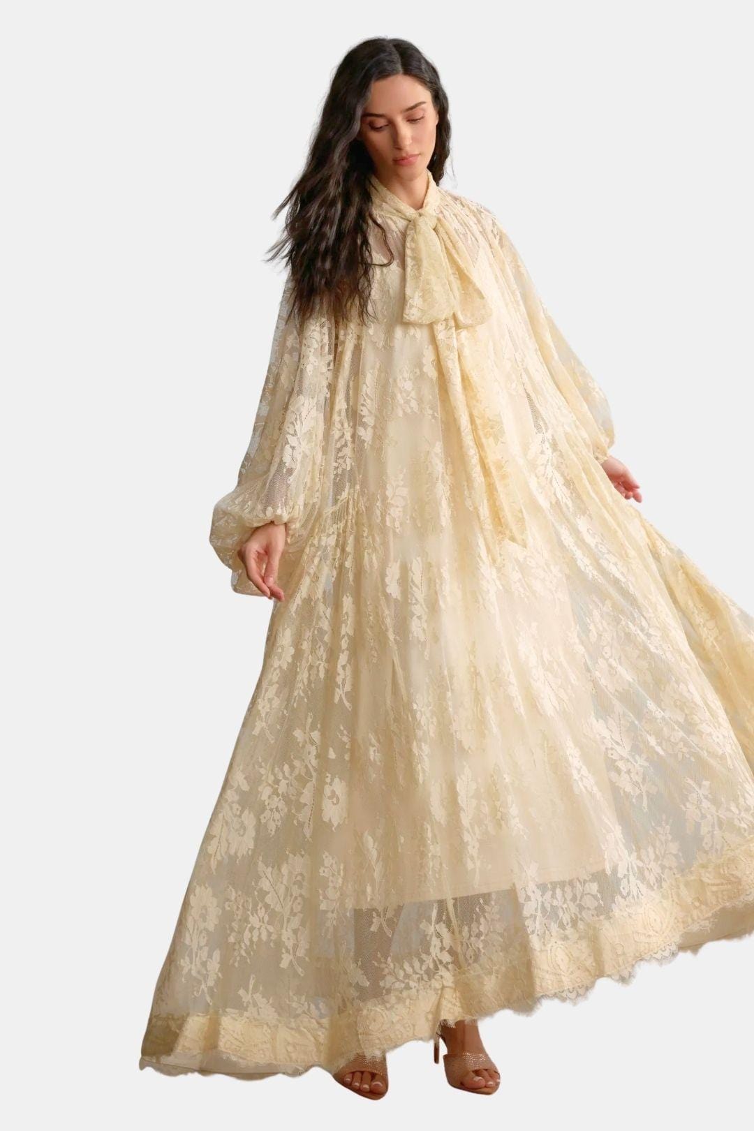 Alessa – Sheer Floral Lace Maxi Dress