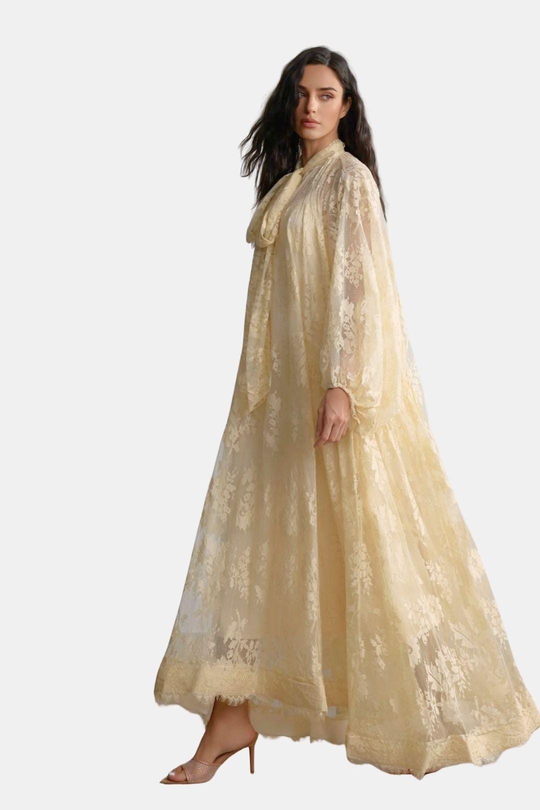 Alessa – Sheer Floral Lace Maxi Dress