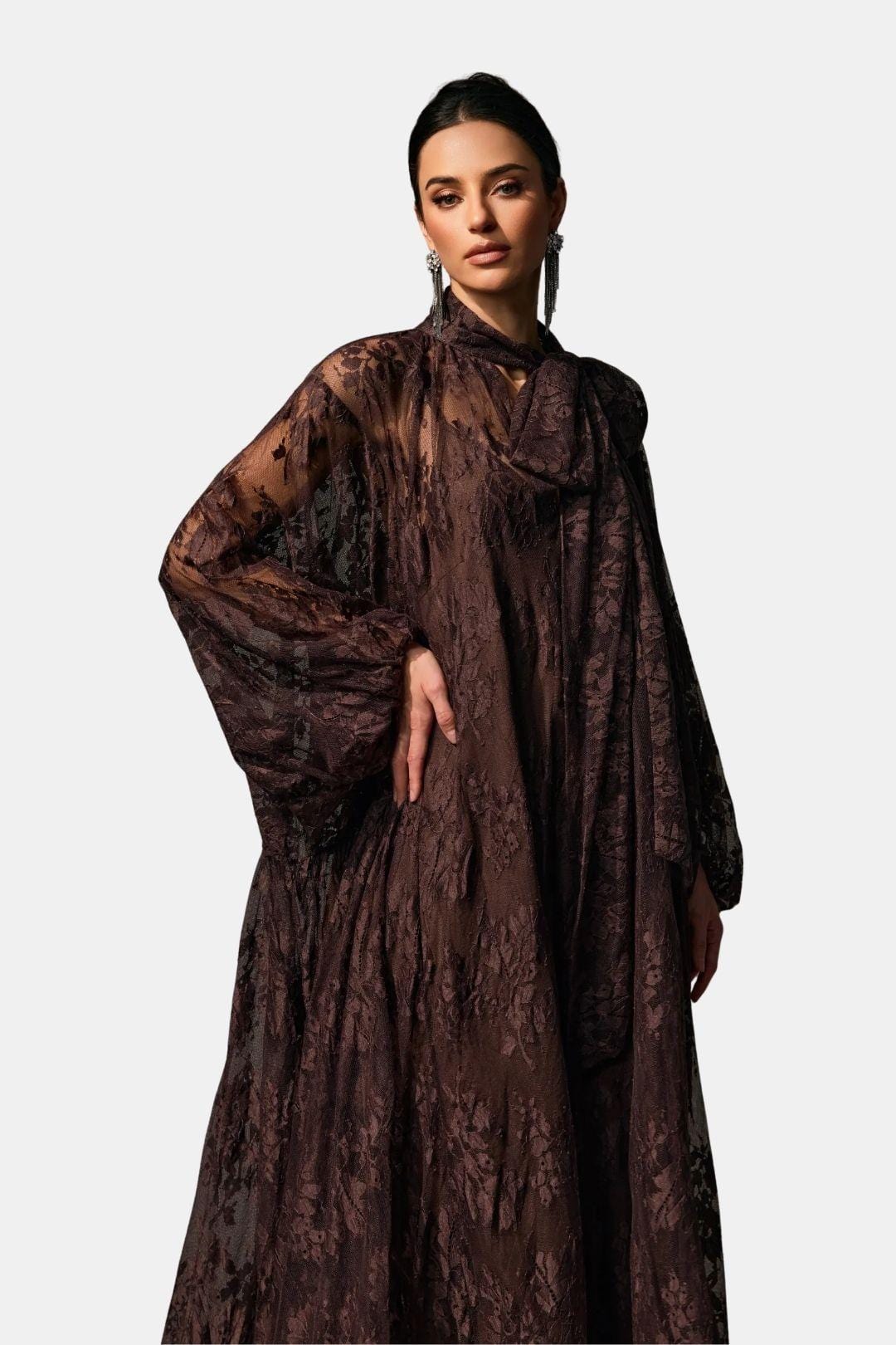 Alessa – Sheer Floral Lace Maxi Dress