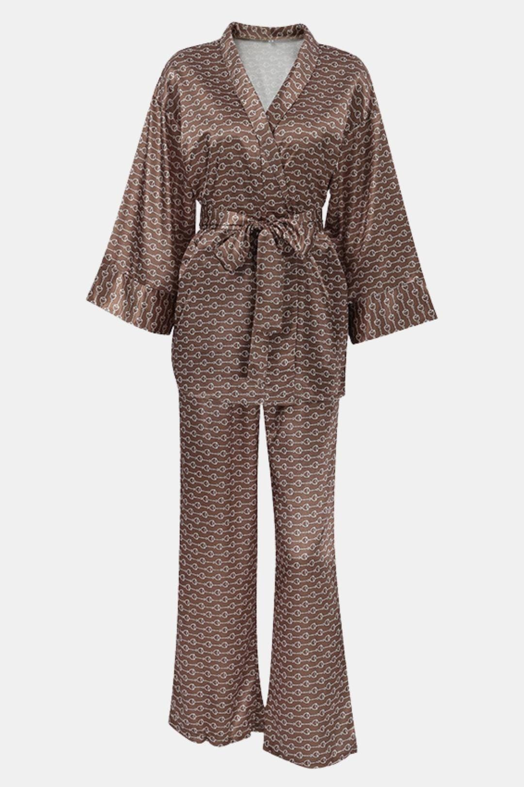 Alessia - Printed Satin Cardigan Pyjama Set