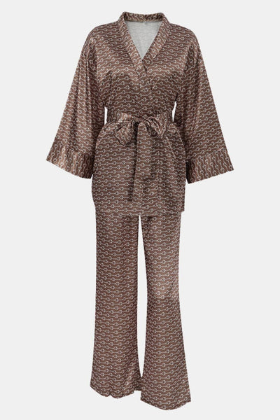 Alessia - Printed Satin Cardigan Pyjama Set