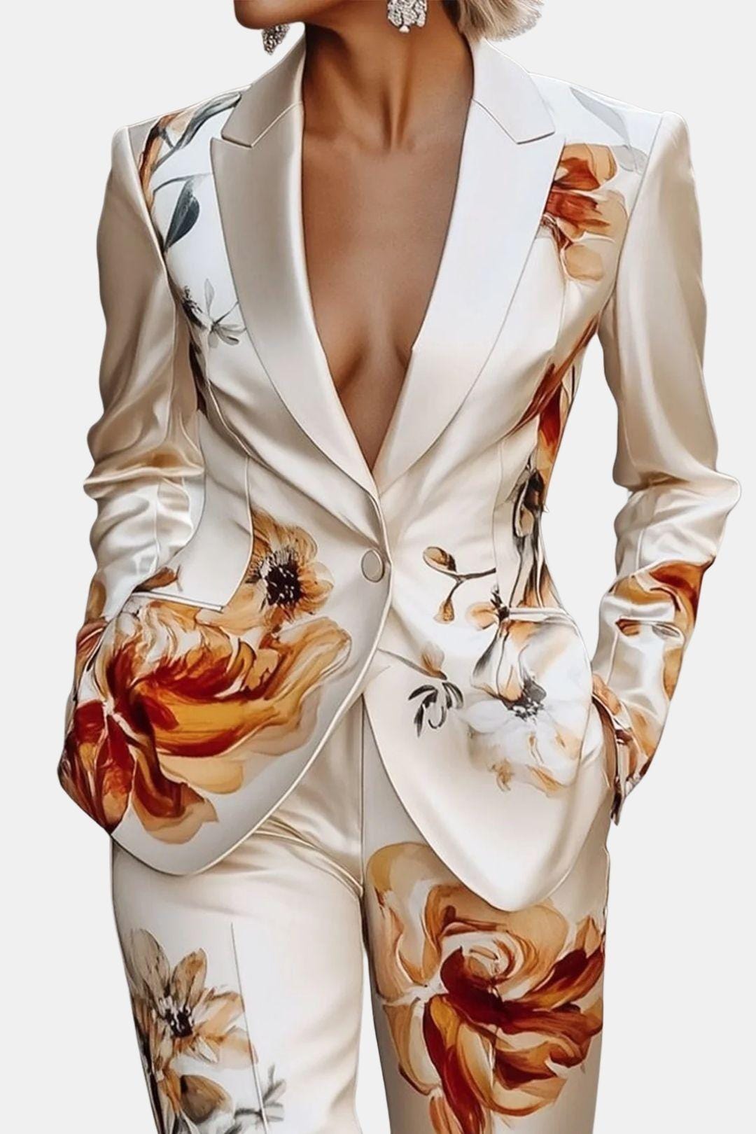 Alfreda – Luxury Satin Floral Statement Blazer
