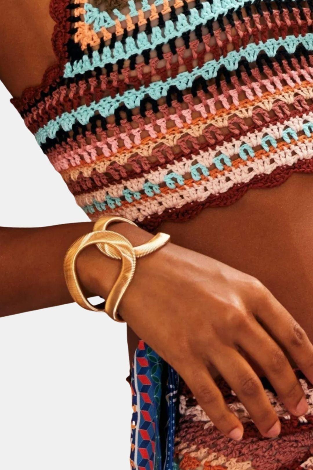 Allana – Gold Geometric Textured Bracelet