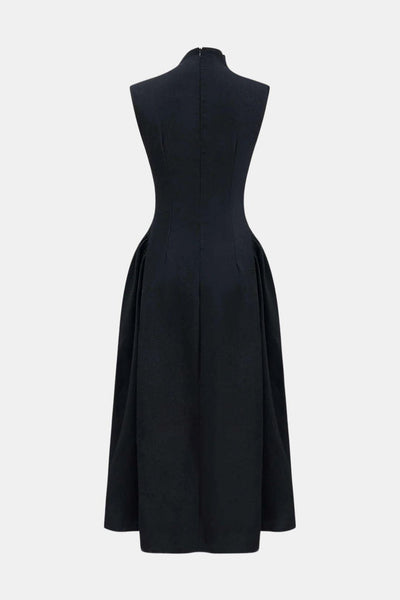 Alleah – Metallic Decor Zipper Sleeveless Maxi Dress