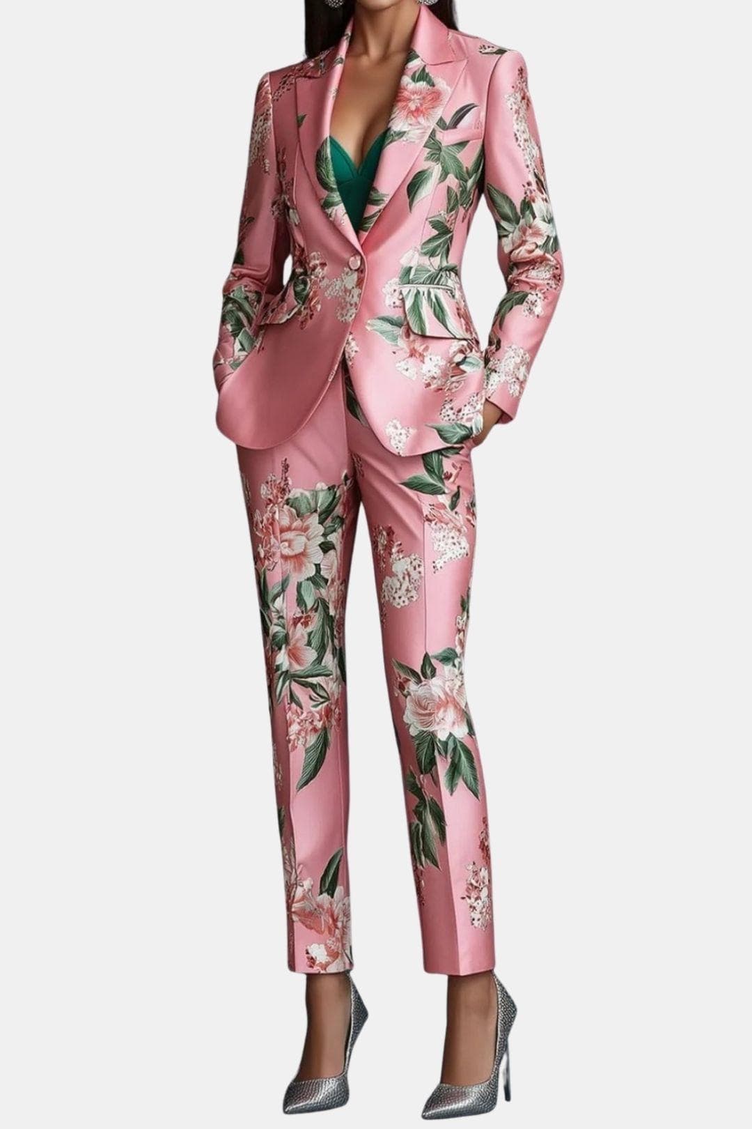 Alvina – Elegant Floral Lapel Collar Blazer