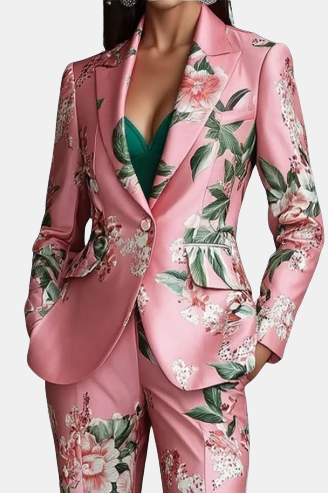 Alvina – Elegant Floral Lapel Collar Blazer