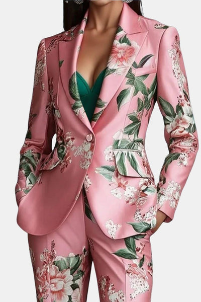 Alvina – Elegant Floral Lapel Collar Blazer