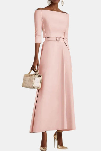 Amabel – Off-Shoulder Half Sleeve A-Line Maxi Dress