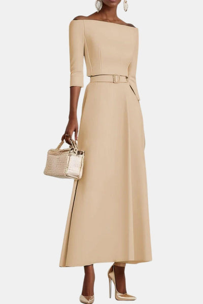 Amabel – Off-Shoulder Half Sleeve A-Line Maxi Dress