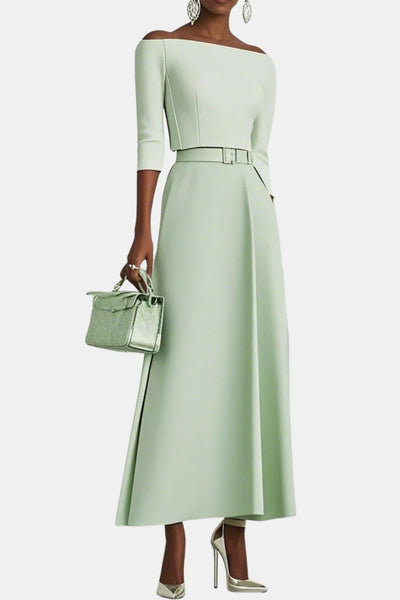 Amabel – Off-Shoulder Half Sleeve A-Line Maxi Dress