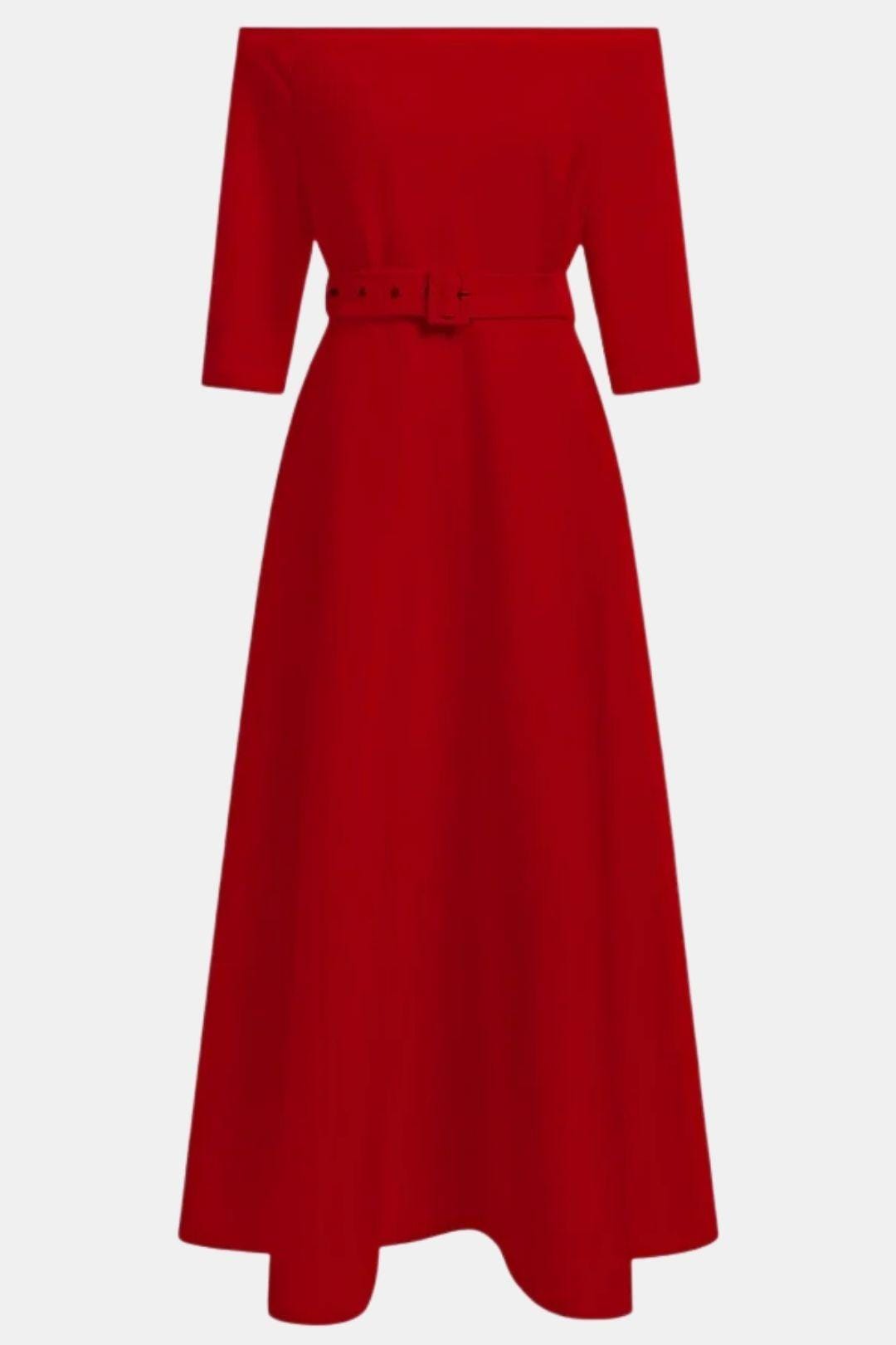 Amabel – Off-Shoulder Half Sleeve A-Line Maxi Dress
