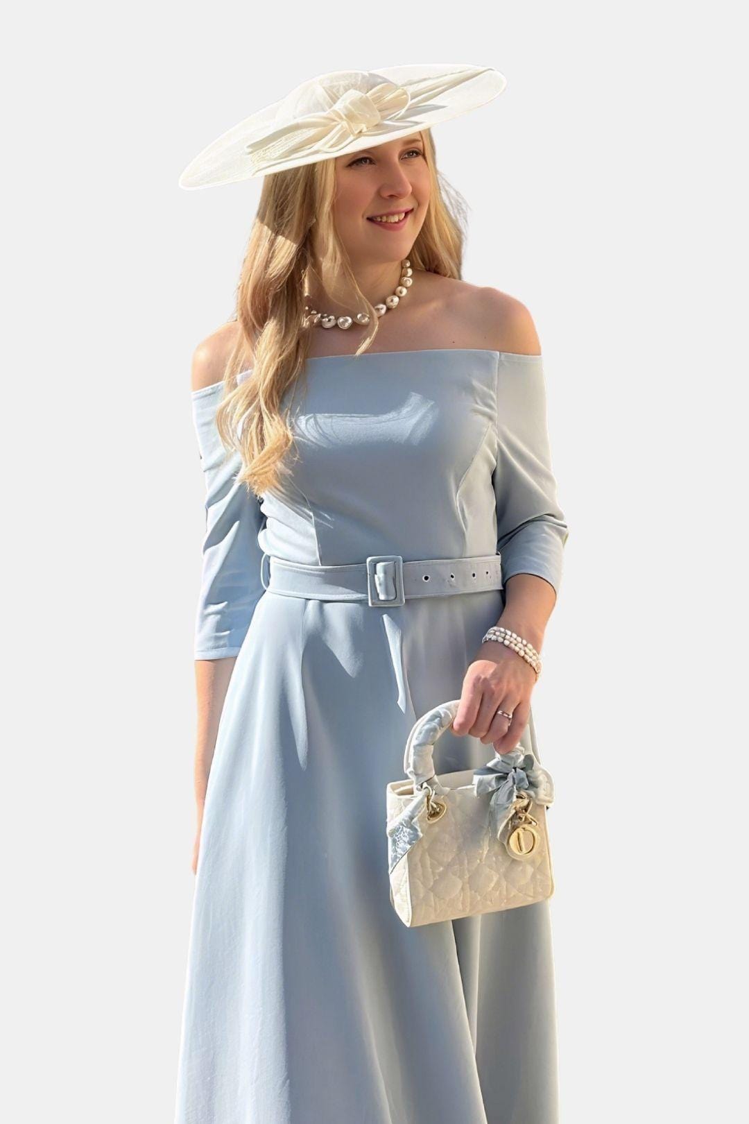 Amabel – Off-Shoulder Half Sleeve A-Line Maxi Dress