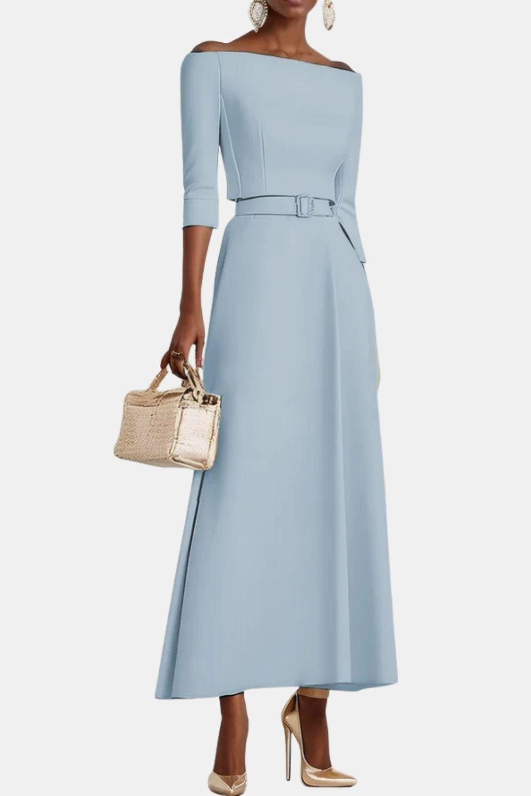 Amabel – Off-Shoulder Half Sleeve A-Line Maxi Dress