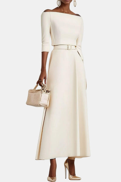 Amabel – Off-Shoulder Half Sleeve A-Line Maxi Dress