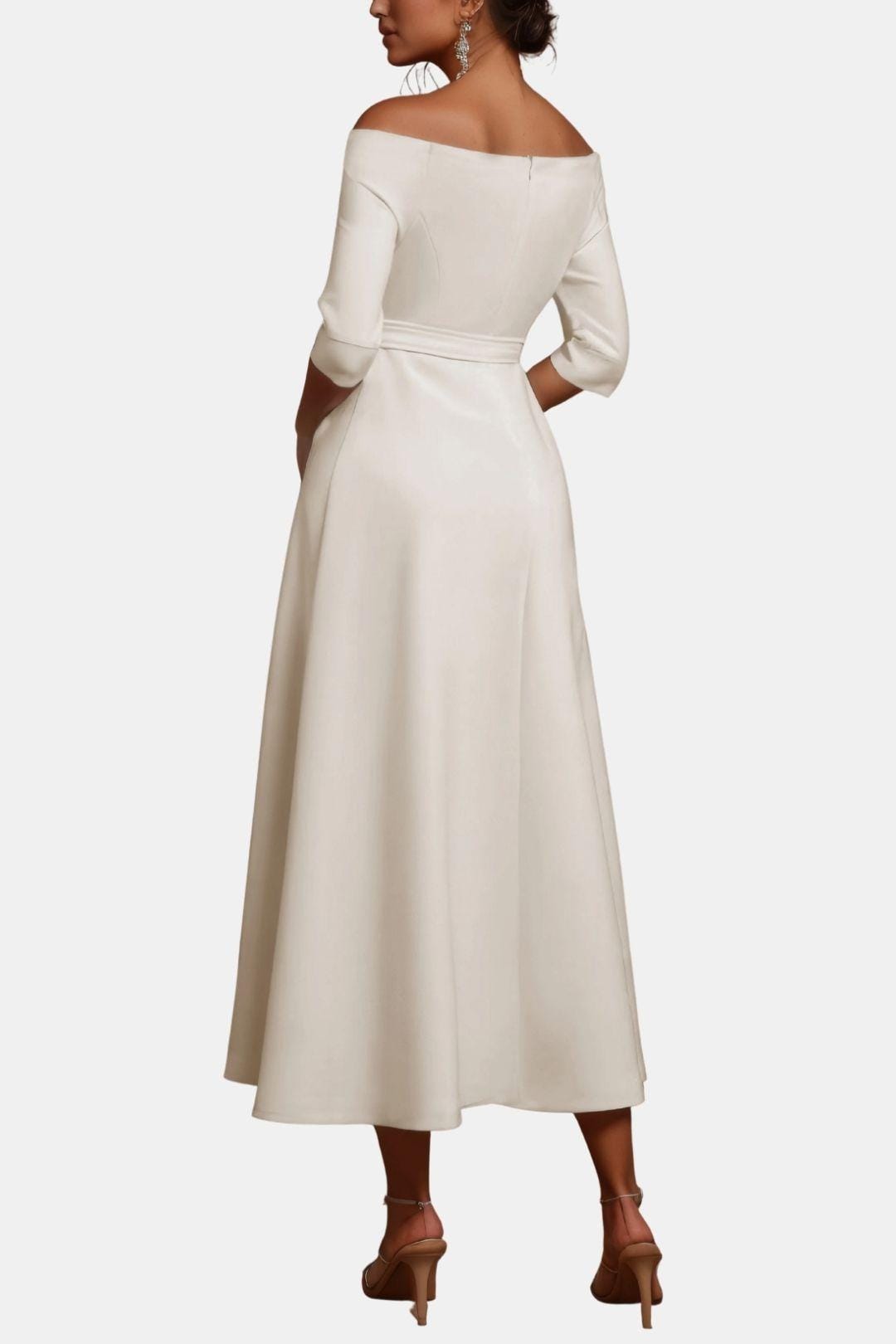 Amabel – Off-Shoulder Half Sleeve A-Line Maxi Dress